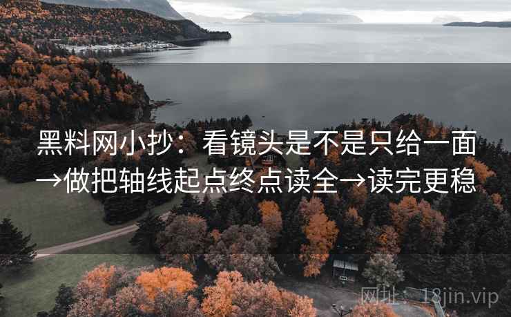 黑料网小抄：看镜头是不是只给一面→做把轴线起点终点读全→读完更稳  第2张